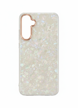 Samsung Uyumlu Sedef Desenli Rose Gold Çerçeveli Prizma Kılıf